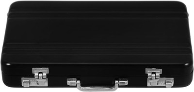 Mini Briefcase Metal Business Card Holder - Portable Aluminum Card Case for Prof