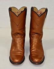 Vintage Womens Cowgirl Boots Justin Size 5.5B 80s Shiny Copper Bronze Made USA