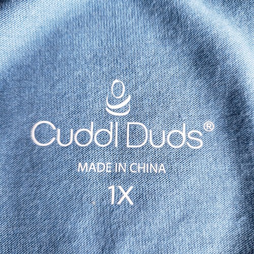 Cuddl Duds Pajamas 1X Capri Pants Short Sleeve Top Blue White Floral Knit - Picture 4 of 13