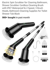 Recharagable Cordless Electric Spin Scrubber/Cleaning Brush w/3 heads