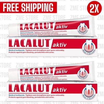2X Lacalut AKTIV Bleeding Gums Medical Toothpaste 75ml  MADE in GERMANY