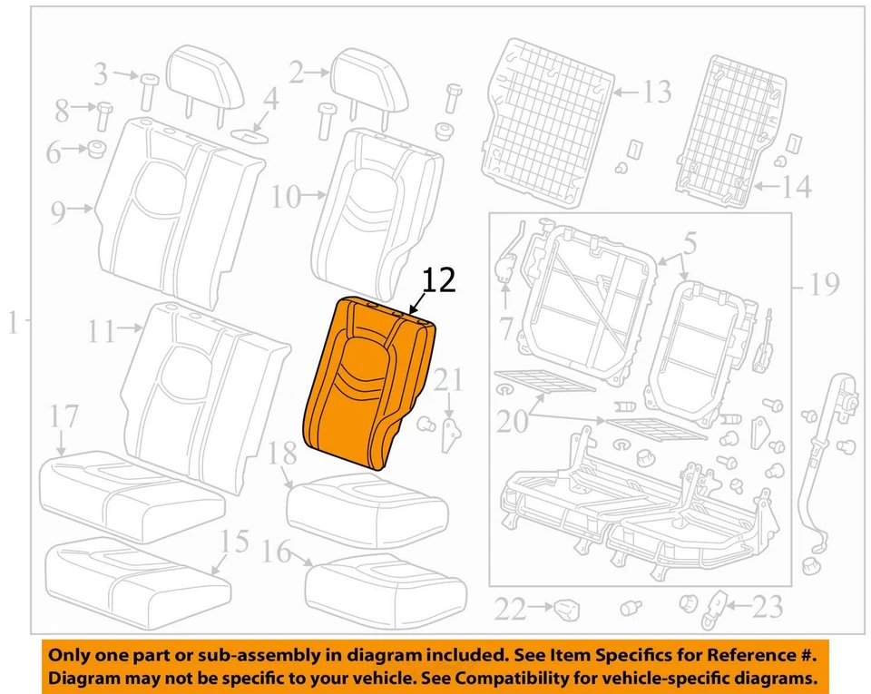 Funda para Chevrolet HHR 2009-2010 ASM R/ASIENTO BK CUSH * 25894166 - NUEVA OEM Foto 2 de 3