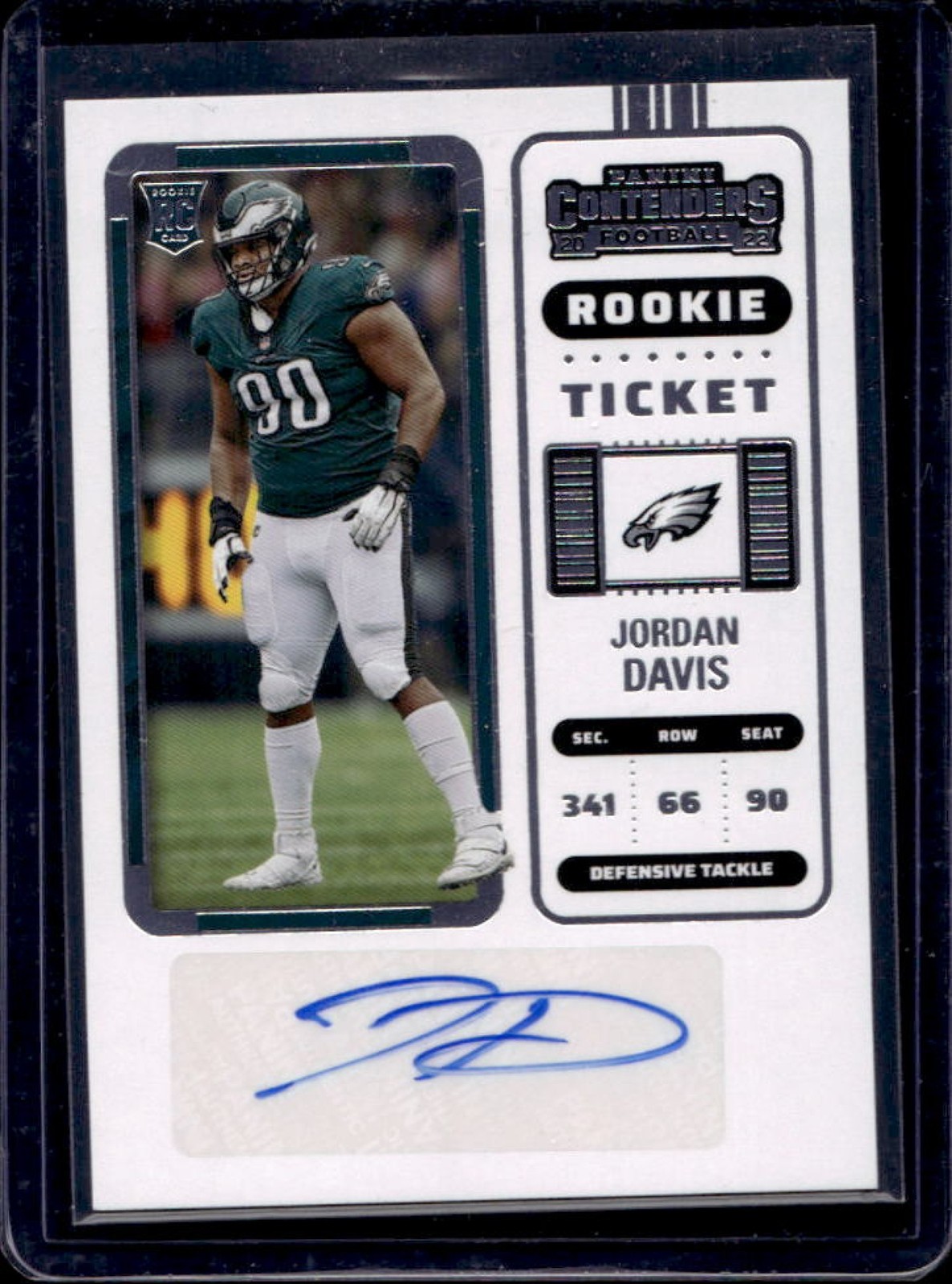 2022 Contenders Jordan Davis Rookie RC Rookie Ticket Auto #148 Eagles