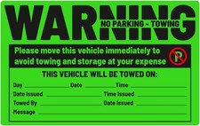 50 Parking Violation Sticker - Vehicle Illegally Parked Tow Notice - No Parking