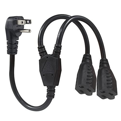 Power Cord Extension Y Splitter - 1 to 2 Way Outlet Adapter NEMA 5 1FT 1-Pack