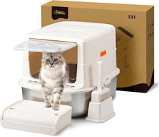 S01 Large Stainless Steel Litter Box with Odor Control  Scooper