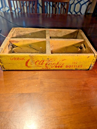 Vintage 1960s Coca-Cola Wooden Soda Case Crate Yellow 24 Bottle Cookeville Tenn