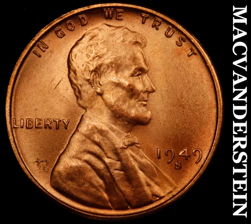 1949-S Lincoln Wheat Cent- Choice Gem Brilliant Uncirculated++++ Luster #J3230