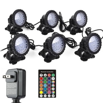6 PCS RGB Pond Lights Color Changing Submersible IP68 Waterproof Dimmable