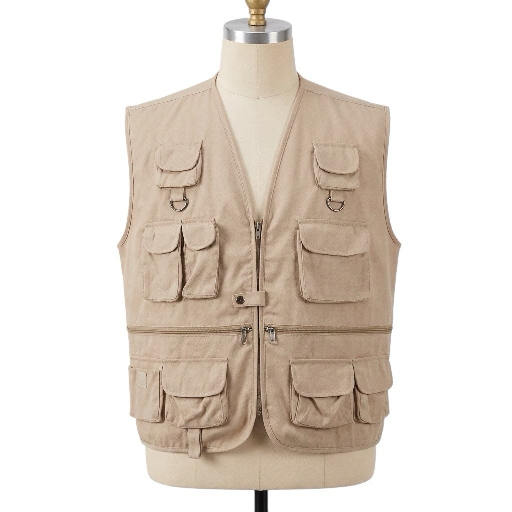 Vintage Gilet Utility Vest Mens Beige Military Chore Workwear X Large 46"