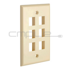 Keystone Jack Wall Plate Six 6 Hole Port Faceplate Network CAT5e CAT6 RJ45 Ivory