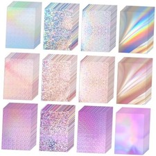 100 Sheets Metallic Holographic Card Stock Shiny Glitter Cardstock Colorful