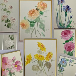 Mini Paintings by Artist Mary Nastali Blank Cards Metallic borders - 8 pack