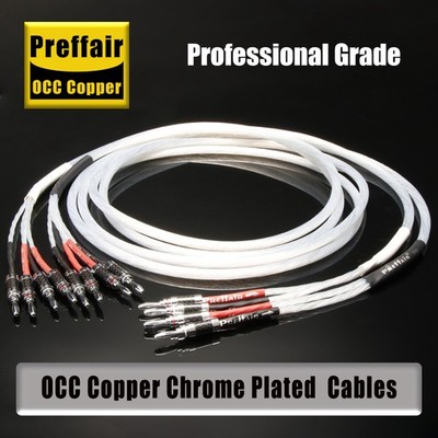 Chrome Plated Banana Connectors OCC Copper Speaker Cable 25AWG Pure Audio