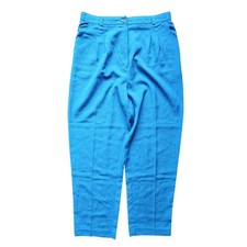 Vintage 80s 90s High Waist Pleated Tapered Leg Ankle Pants Blue Women's Size 16