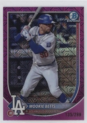 2025 Bowman Mega Box Chrome Fuchsia Mojo Refractor 135/299 Mookie Betts #16 14md