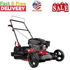 PowerSmart Gas Lawn Mower, 21 inches 144cc 2-in-1 Walk-Behind, Black