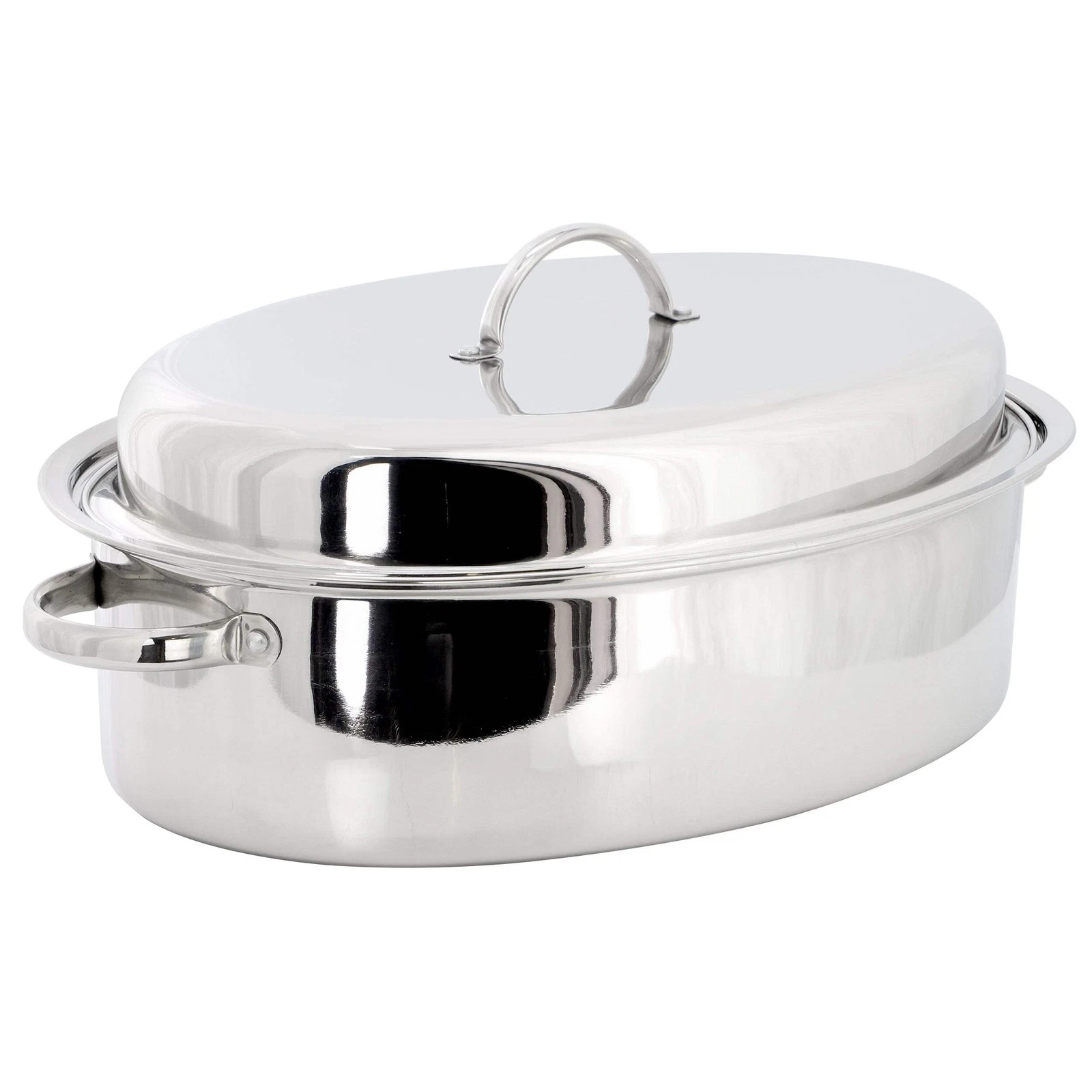 Gibson Home Johnstown 18" Oval Stainless Steel Roaster Pan w Lid