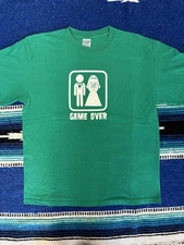 Gildan Shirt Mens Large Green Game Over Wedding Graphic Tee Ultra Cotton Funny
