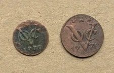 SET Nominal 1770 Half 1/2 & 1 Duit Netherlands VOC New York Penny Coin_Z199