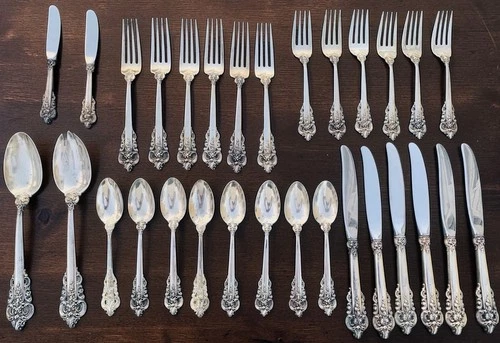 Vintage Wallace Grand Baroque Sterling Silver Service For 6 Setting 30 Pieces