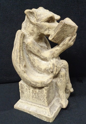 Concrete Gargoyle Reading A Book 'The Bookworm' 8" Figurine