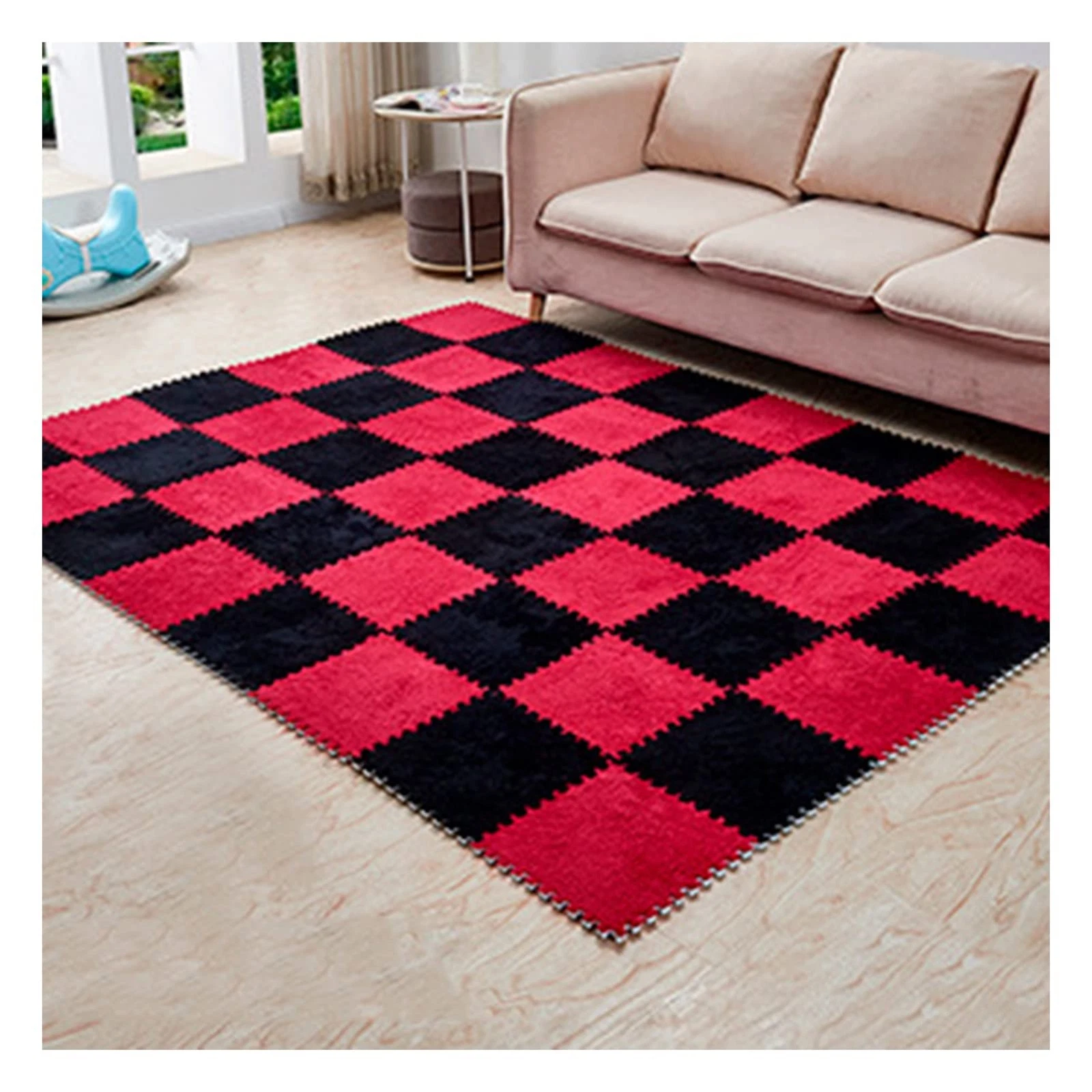12 Pieces Thickened Plush Foam Interlocking Floor Mat,Fluffy Square Foam Tile...