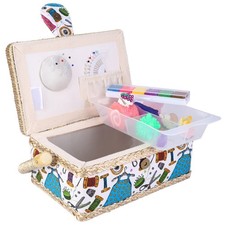 Household Fabric Craft Handmade Sewing Basket Thread Needle Storage Box Organize