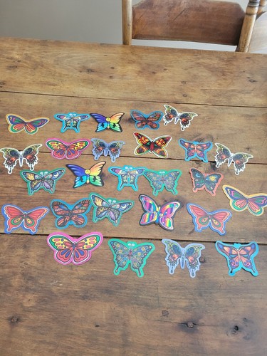 VINTAGE PRISM STICKER LOT 26 RAINBOW HEART BUTTERFLY VENDING MACHINE
