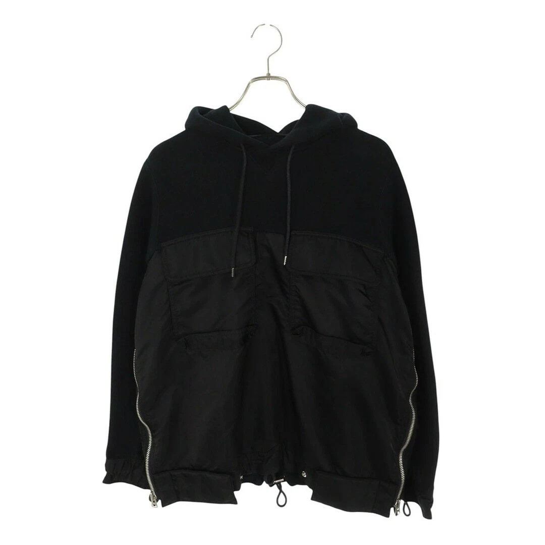 Sacai 18AW 18 01837m Zip Laterale Nylon Cotone Commutato Pullover Felpa con Cappuccio Uomo 1