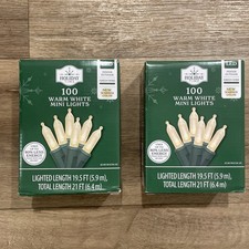 2pack 100-Count LED Mini Christmas String Lights, Warm White, 19.5' Holiday Time