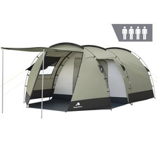 Zelt für 4 Personen Olivgrün/Schwarz 3000 mm Tunnelzelt Gruppenzelt CampFeuer