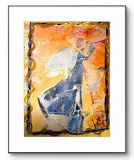 Original Art  Fresco  Angel 9x12 Heavy Art Paper Expressionism Abstract Xmas