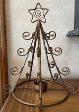 Curled Twisted Metal HOLIDAY TREE VOTIVE CANDLE HOLDER Christmas Decoration EUC