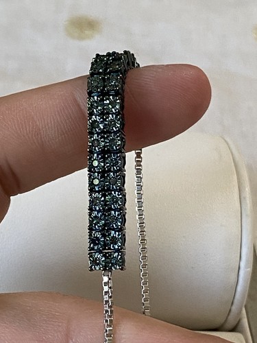 Diamond Treasures Sterling Silver .45ctw Blue Diamond Adjustable Slide Bracelet - Picture 2 of 13