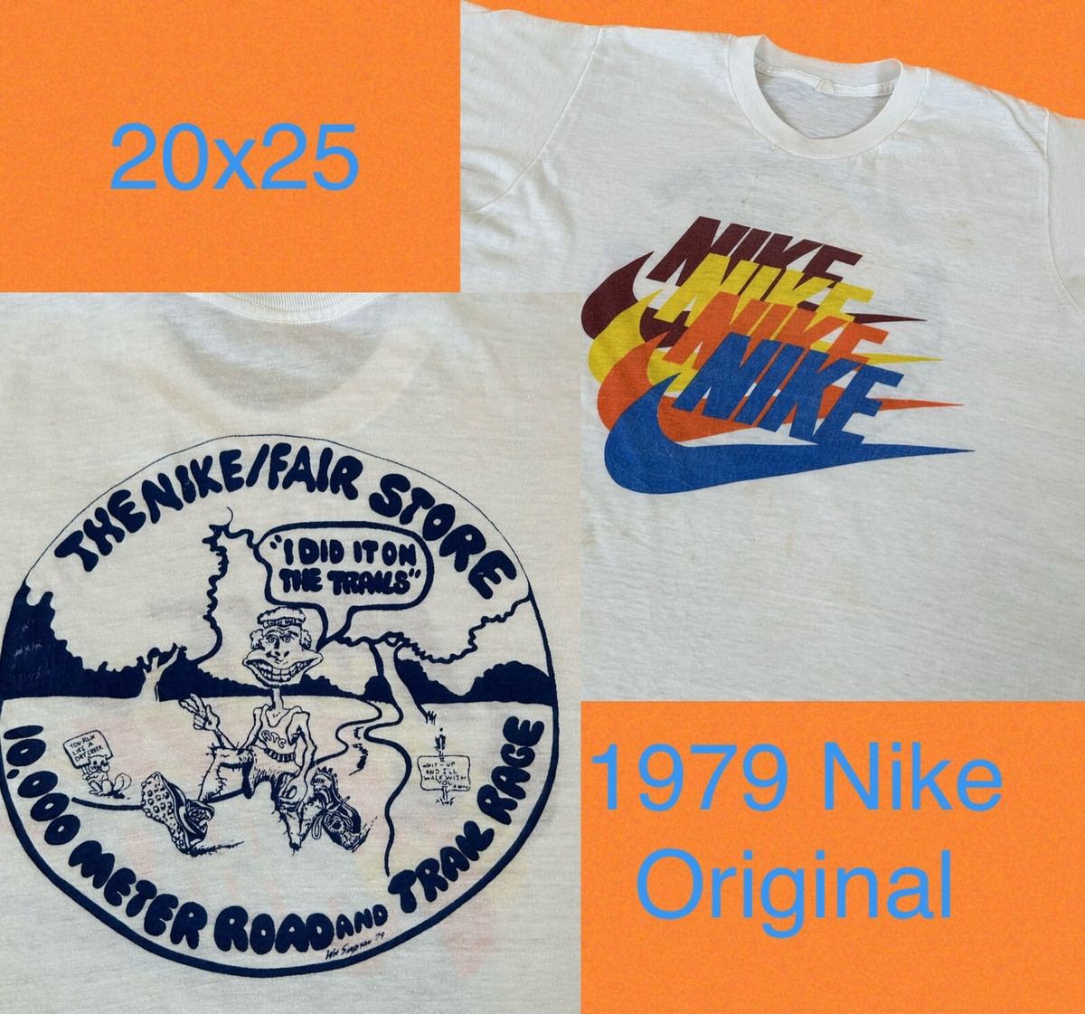 VTG 1979 Nike 10k Road & Trail Race T shirt Tag USA 70 