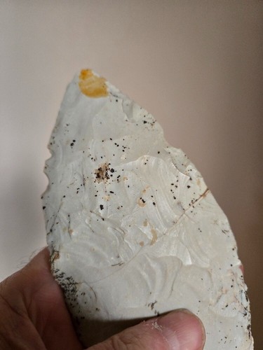 Massive 7" PALEO Curved Knife Blade Flint Scraper - Burlington Chert - Picture 6 of 17