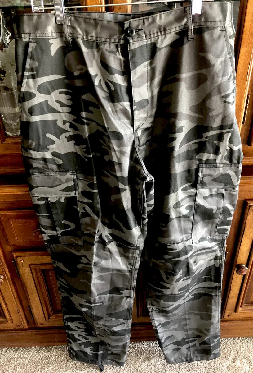 Black Night Military BDU Cargo Bottoms Fatigue Camo Pants Large