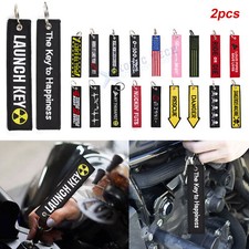 2x Funny Men Cool Double Side Embroidery Car Racing Auto Motorcycle Keychain Tag