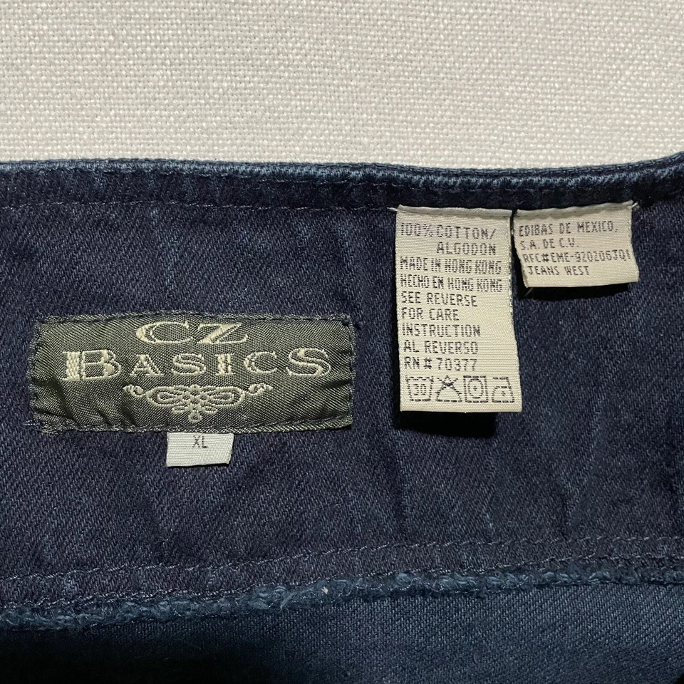 Vintage 90s CZ Basics Vest Mens XL Denim Jean Hip Hop Rap Baggy Y2K - Image 2 of 4