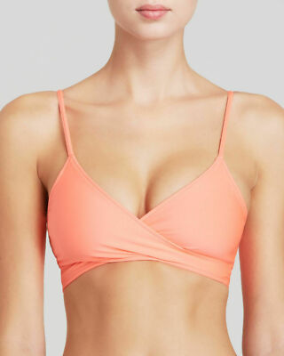 Nwt Womens L Space Chloe Wrap Bikini Top Electric Coral Size Xs