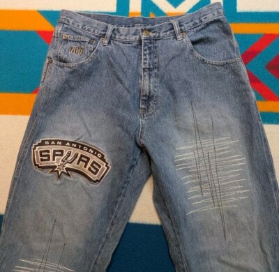 Vintage UNK NBA San Antonio Spurs Denim Jeans 34x32 Embroidered
