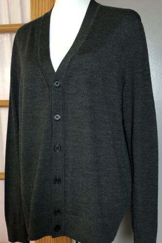 Gap Unisex Cardigan Sz L Merino Wool Button Up Gray Knit Long Sleeves V Neck - Picture 1 of 10