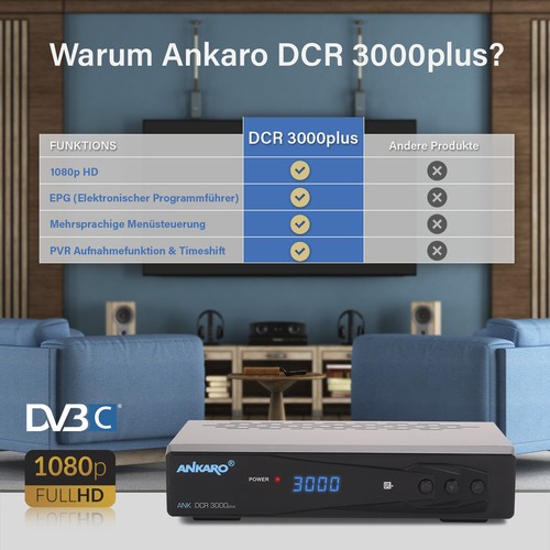 Ankaro DCR 3000 Plus Kabelreceiver mit PVR Funktion - Gebraucht wie neu - Bild 2 von 7