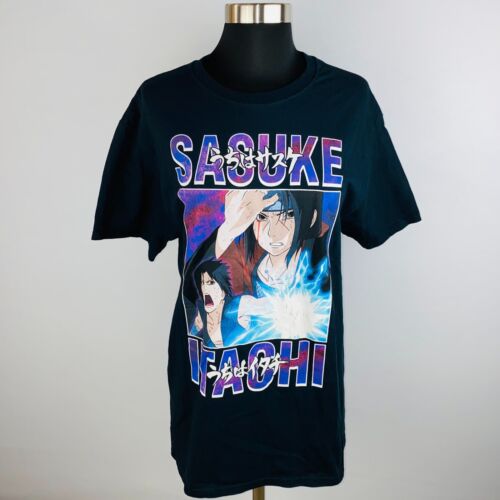 Naruto Shippuden 2002 Ripple Junction Sasuke Itachi Black Anime T-Shirt M Medium - 第 1/6 張圖片