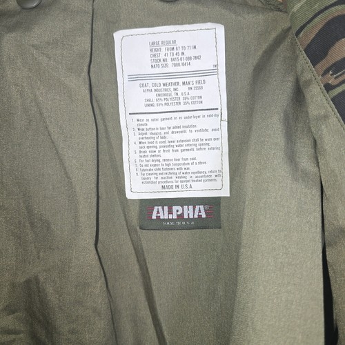 Vintage Tiger Stripe Camo Field Jacket M65 Alpha Industries Size Large Reg USA - Picture 5 of 6