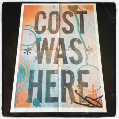 ADAM COST SIGNED STREET ART WHEAT PASTE POSTER GRAFFITI RARE revs kaws obey 