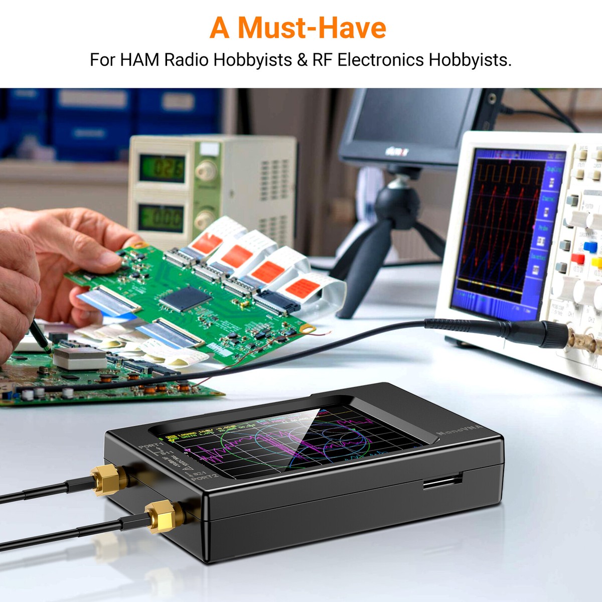 NanoVNA-H Spektrumanalysator 10kHz-1,5GHz – Vektor-Netzwerkanalysator Mit SMA-Kalibrierkit & SD-Karte (neuste Version 3.6)