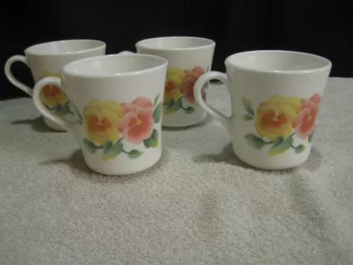 Corning/Corelle Coffee Tea/Cup "Summer Blush" Pansies Flowers 