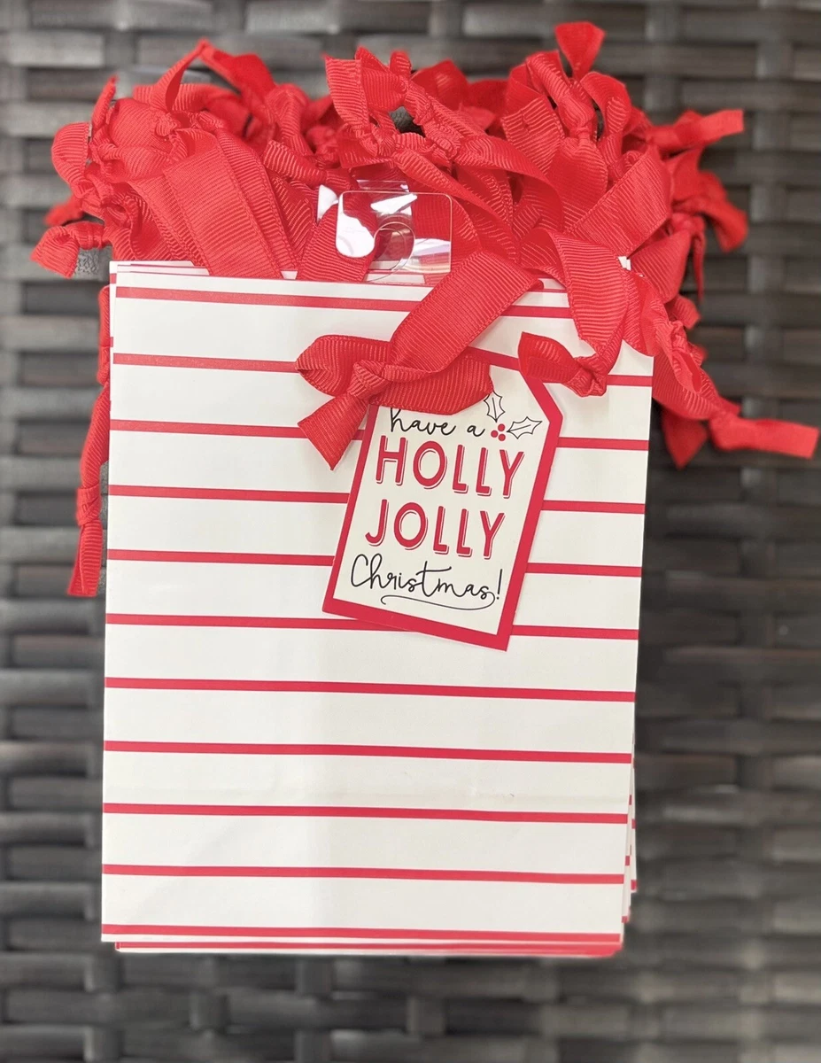 Lot Of 20 Bag Petite Striped Gift Bag Red White Wondershop